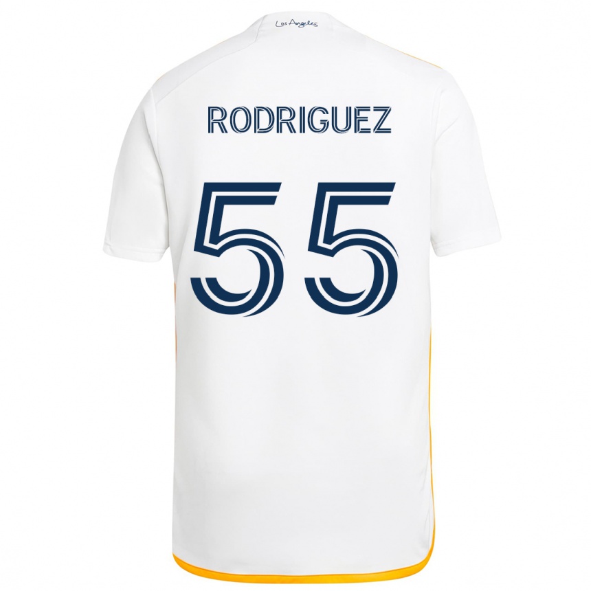 Niño Fútbol Camiseta Diego Rodriguez #55 Blanco Amarillo 1ª Equipación 2024/25 Perú