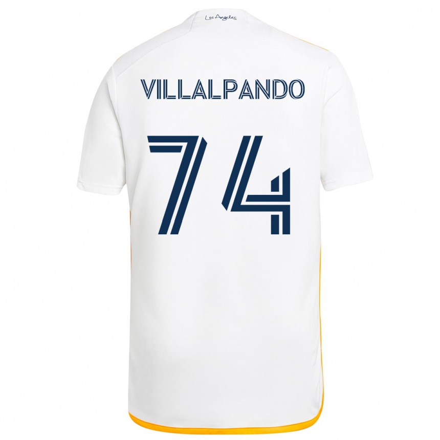 Niño Fútbol Camiseta Sergio Villalpando #74 Blanco Amarillo 1ª Equipación 2024/25 Perú