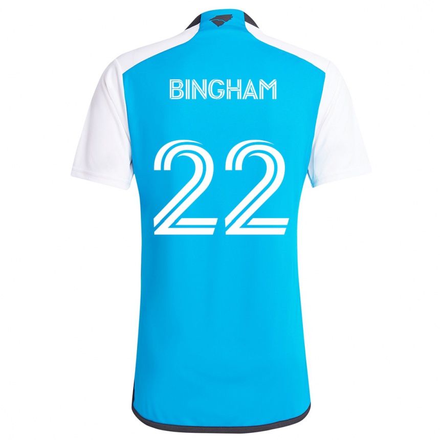 Niño Fútbol Camiseta David Bingham #22 Azul Blanco 1ª Equipación 2024/25 Perú