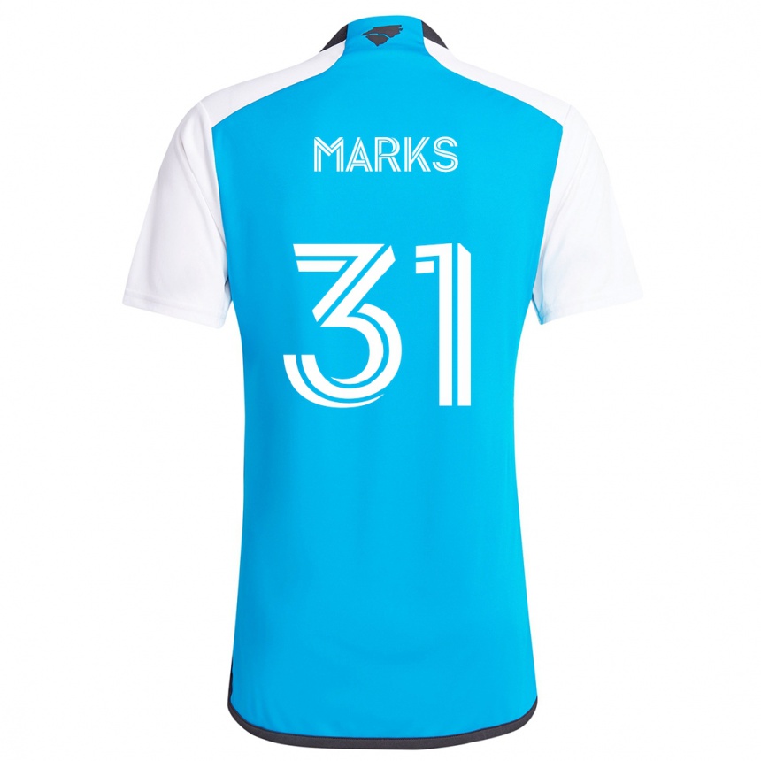 Niño Fútbol Camiseta George Marks #31 Azul Blanco 1ª Equipación 2024/25 Perú