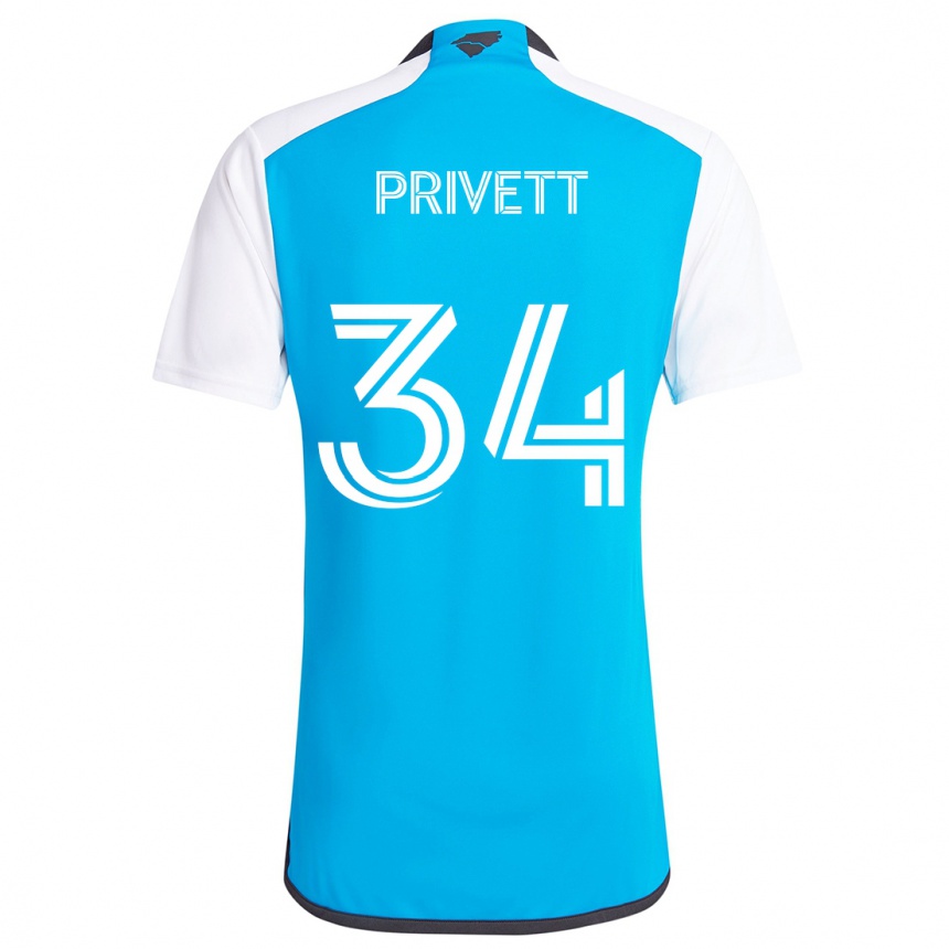 Niño Fútbol Camiseta Andrew Privett #34 Azul Blanco 1ª Equipación 2024/25 Perú