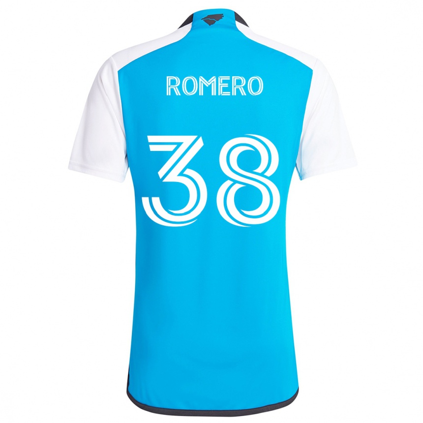 Niño Fútbol Camiseta Brian Romero #38 Azul Blanco 1ª Equipación 2024/25 Perú