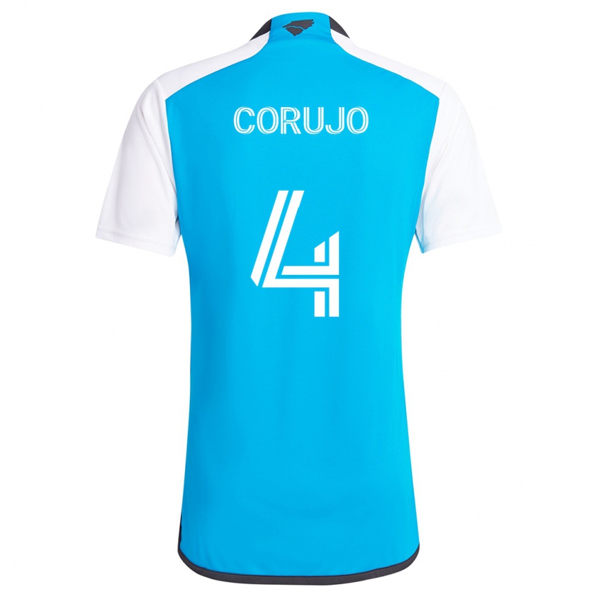 Niño Fútbol Camiseta Guzmán Corujo #4 Azul Blanco 1ª Equipación 2024/25 Perú