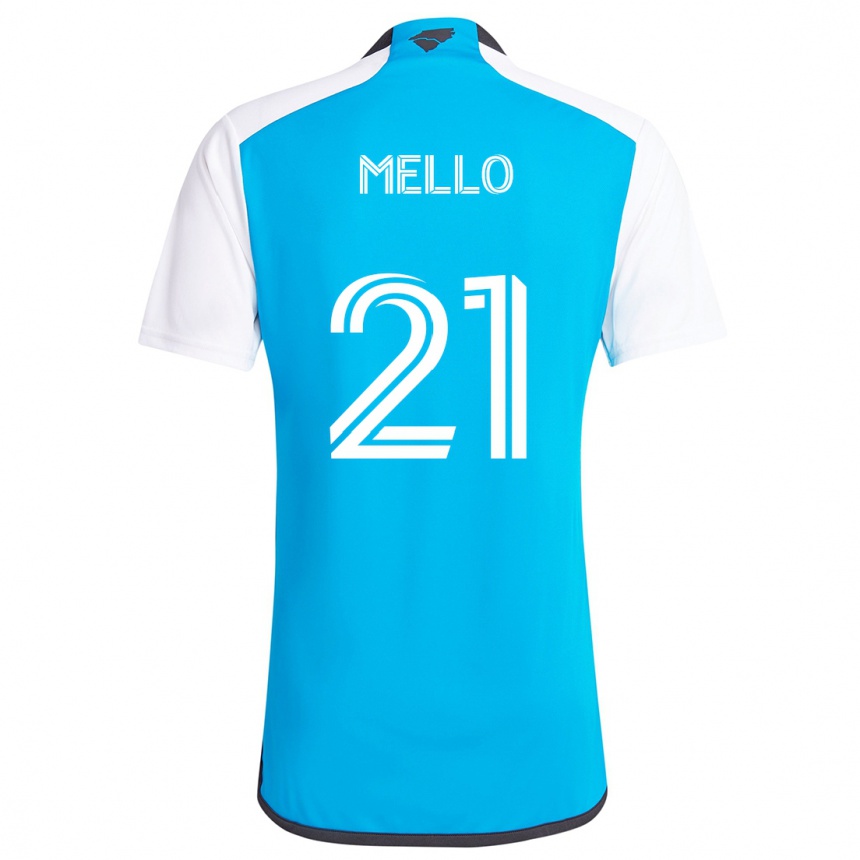 Niño Fútbol Camiseta Vinicius Mello #21 Azul Blanco 1ª Equipación 2024/25 Perú