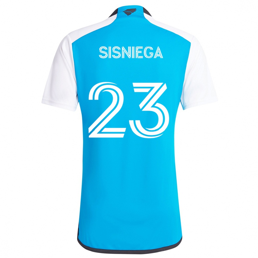 Niño Fútbol Camiseta Pablo Sisniega #23 Azul Blanco 1ª Equipación 2024/25 Perú