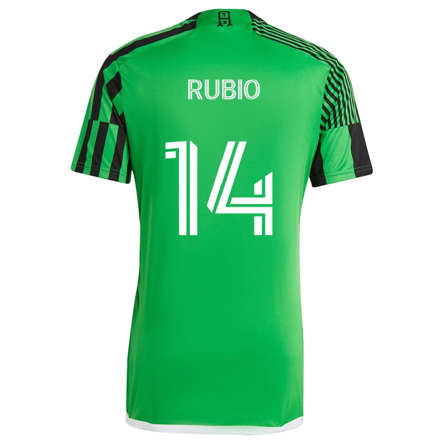 Niño Fútbol Camiseta Diego Rubio #14 Verde Negro 1ª Equipación 2024/25 Perú