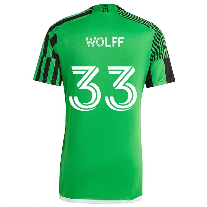 Niño Fútbol Camiseta Owen Wolff #33 Verde Negro 1ª Equipación 2024/25 Perú