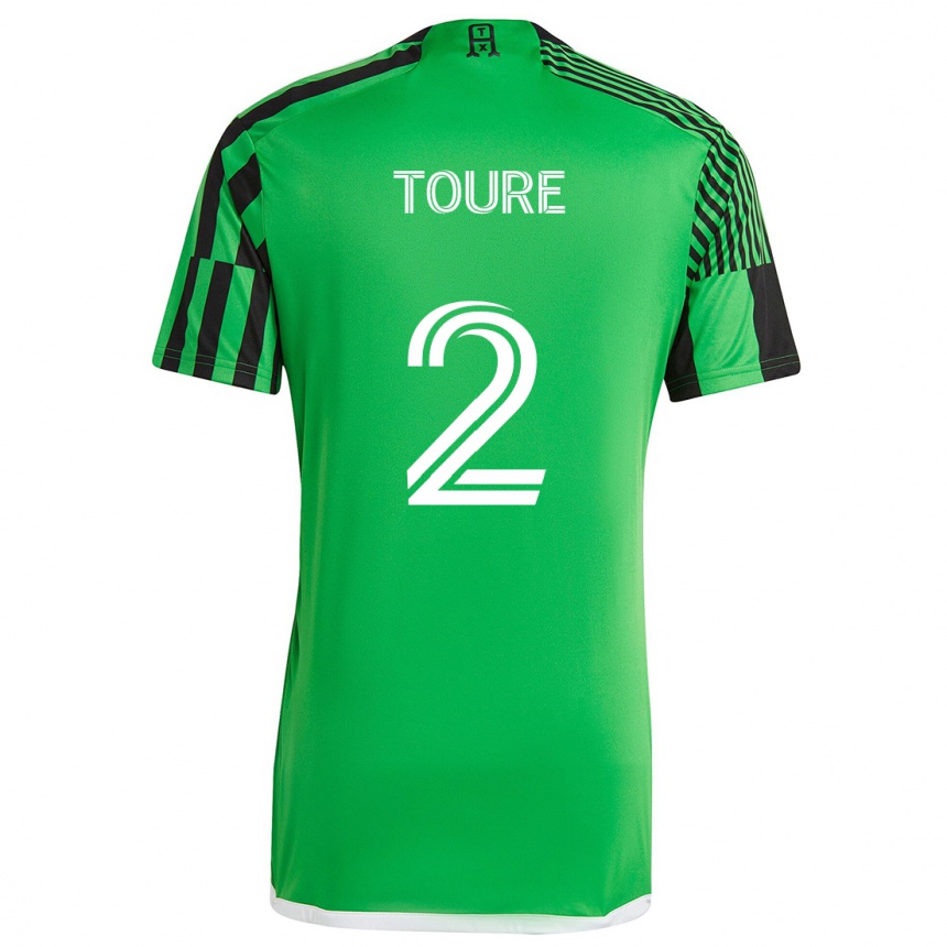 Niño Fútbol Camiseta Cheick Touré #2 Verde Negro 1ª Equipación 2024/25 Perú