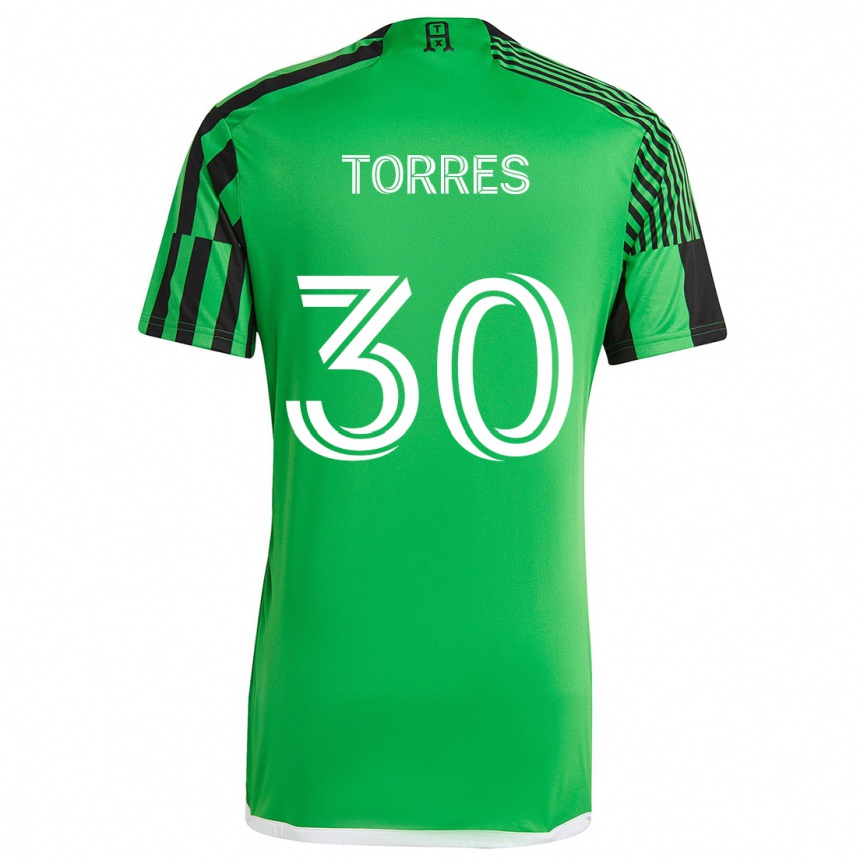 Niño Fútbol Camiseta Ervin Torres #30 Verde Negro 1ª Equipación 2024/25 Perú