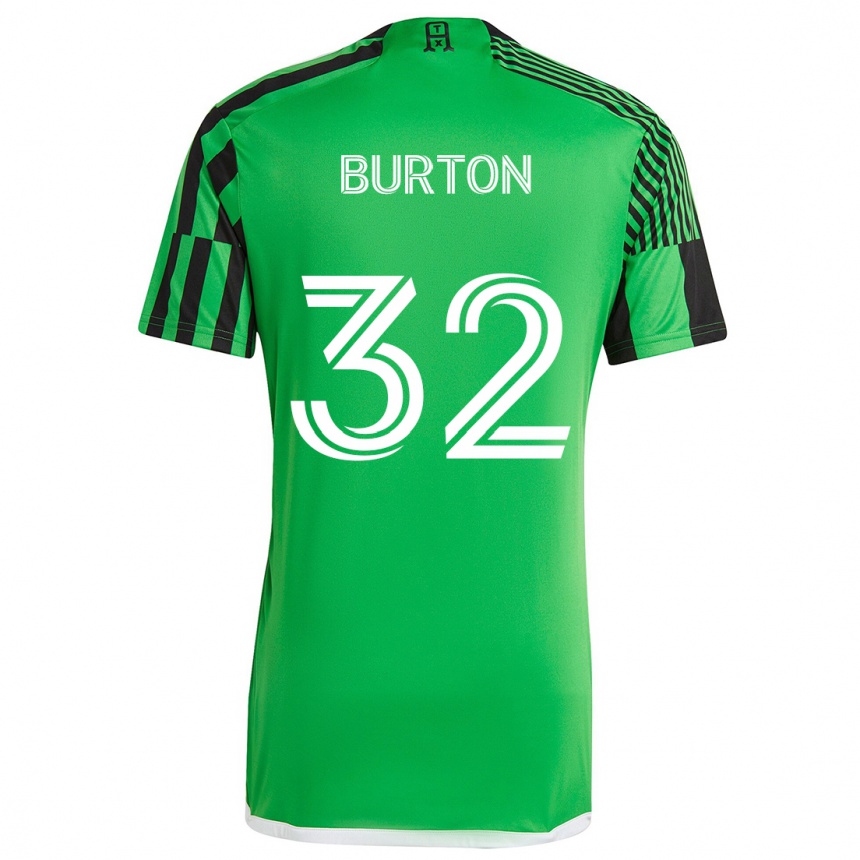 Niño Fútbol Camiseta Micah Burton #32 Verde Negro 1ª Equipación 2024/25 Perú