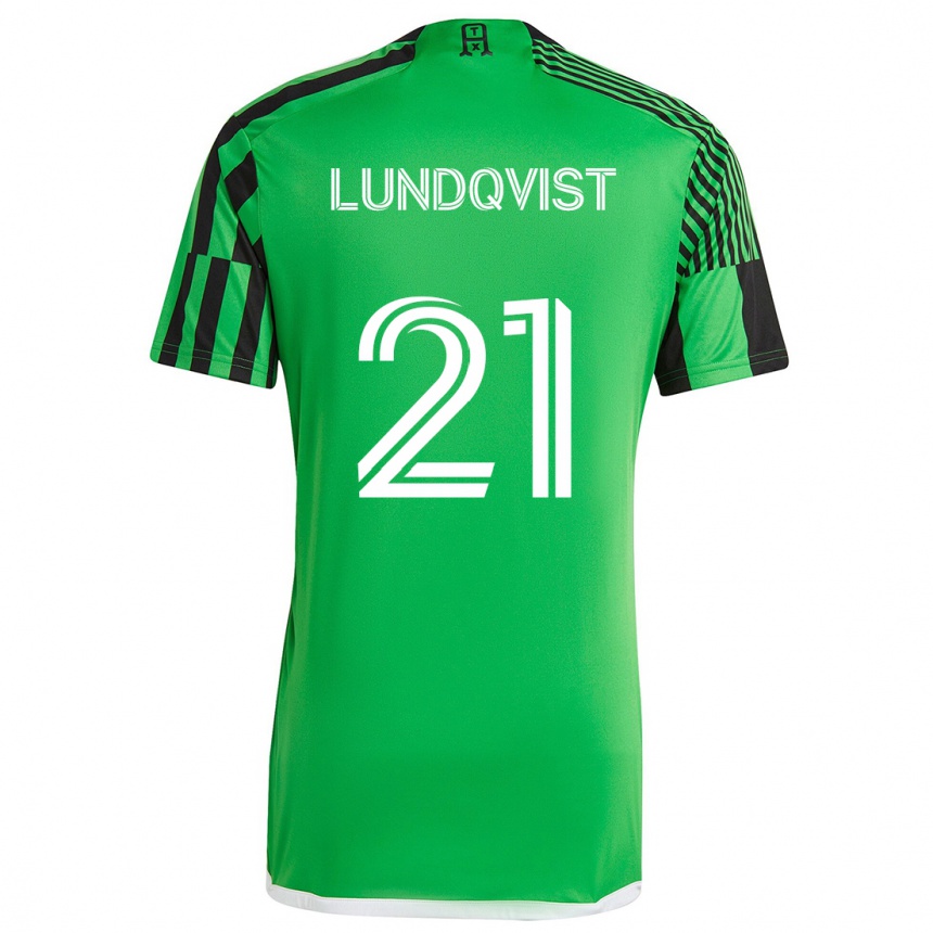 Niño Fútbol Camiseta Adam Lundqvist #21 Verde Negro 1ª Equipación 2024/25 Perú