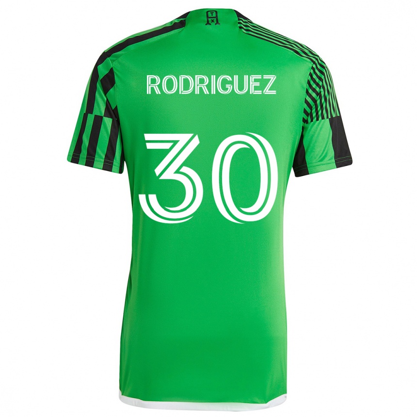 Niño Fútbol Camiseta Memo Rodríguez #30 Verde Negro 1ª Equipación 2024/25 Perú