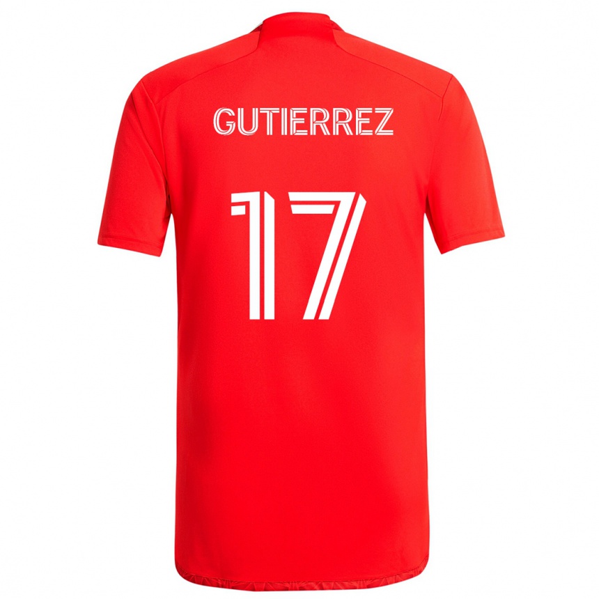 Niño Fútbol Camiseta Brian Gutiérrez #17 Rojo Blanco 1ª Equipación 2024/25 Perú