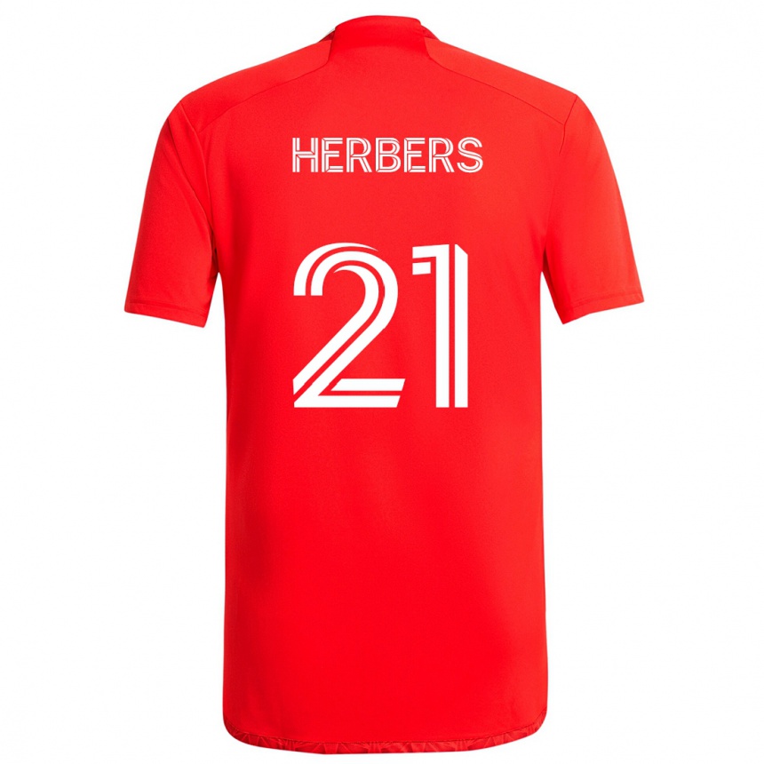 Niño Fútbol Camiseta Fabian Herbers #21 Rojo Blanco 1ª Equipación 2024/25 Perú