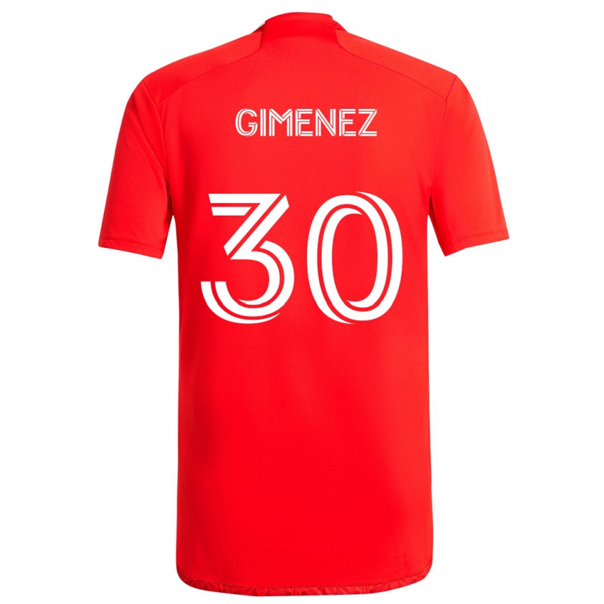 Niño Fútbol Camiseta Gastón Giménez #30 Rojo Blanco 1ª Equipación 2024/25 Perú