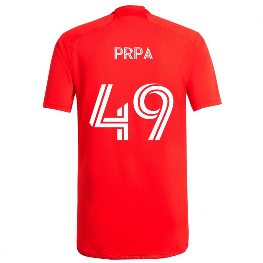 Niño Fútbol Camiseta Luka Prpa #49 Rojo Blanco 1ª Equipación 2024/25 Perú