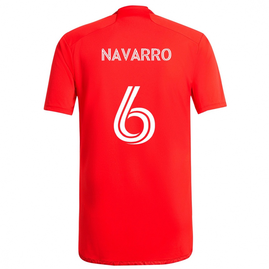 Niño Fútbol Camiseta Miguel Navarro #6 Rojo Blanco 1ª Equipación 2024/25 Perú