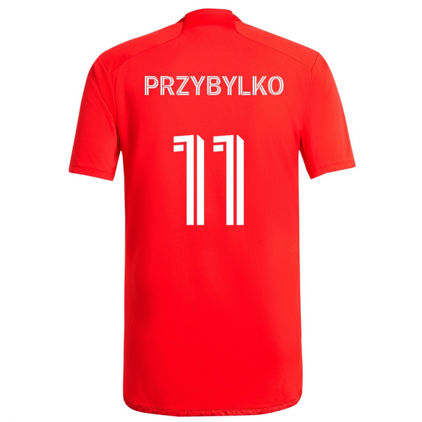 Niño Fútbol Camiseta Kacper Przybylko #11 Rojo Blanco 1ª Equipación 2024/25 Perú