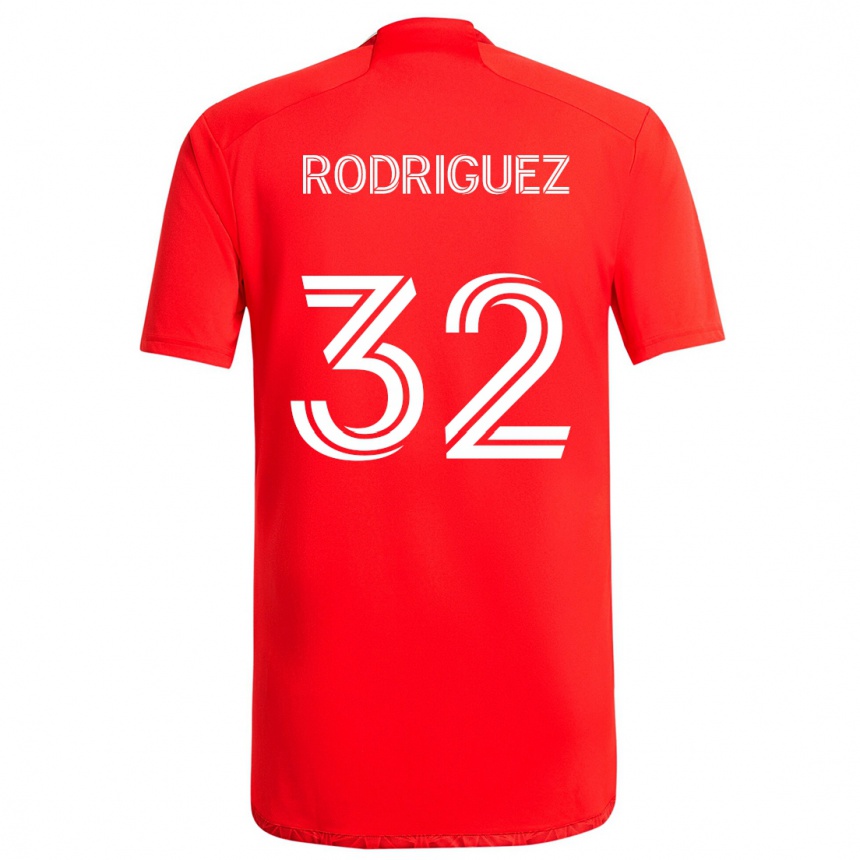 Niño Fútbol Camiseta Missael Rodríguez #32 Rojo Blanco 1ª Equipación 2024/25 Perú