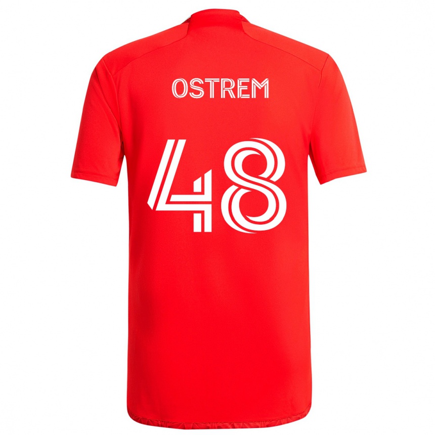 Niño Fútbol Camiseta Charlie Ostrem #48 Rojo Blanco 1ª Equipación 2024/25 Perú