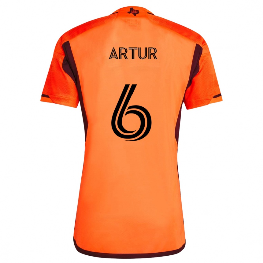 Niño Fútbol Camiseta Artur #6 Naranja Negro 1ª Equipación 2024/25 Perú