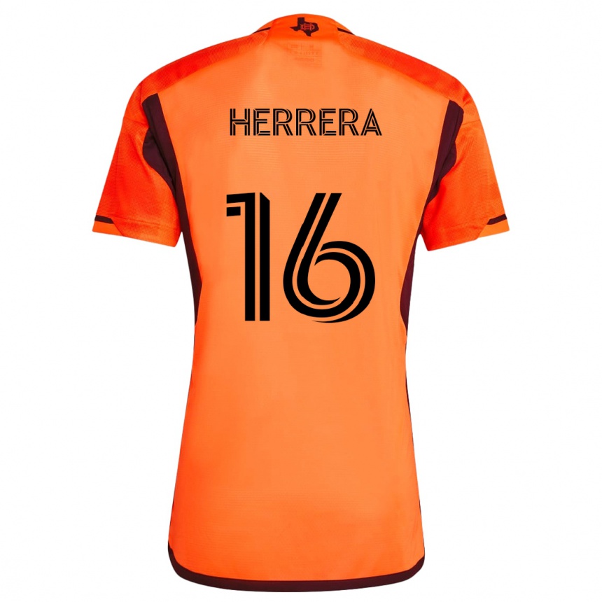 Niño Fútbol Camiseta Héctor Herrera #16 Naranja Negro 1ª Equipación 2024/25 Perú