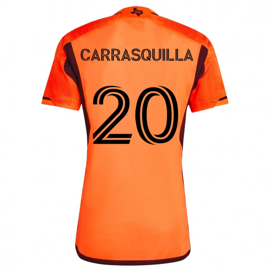 Niño Fútbol Camiseta Adalberto Carrasquilla #20 Naranja Negro 1ª Equipación 2024/25 Perú