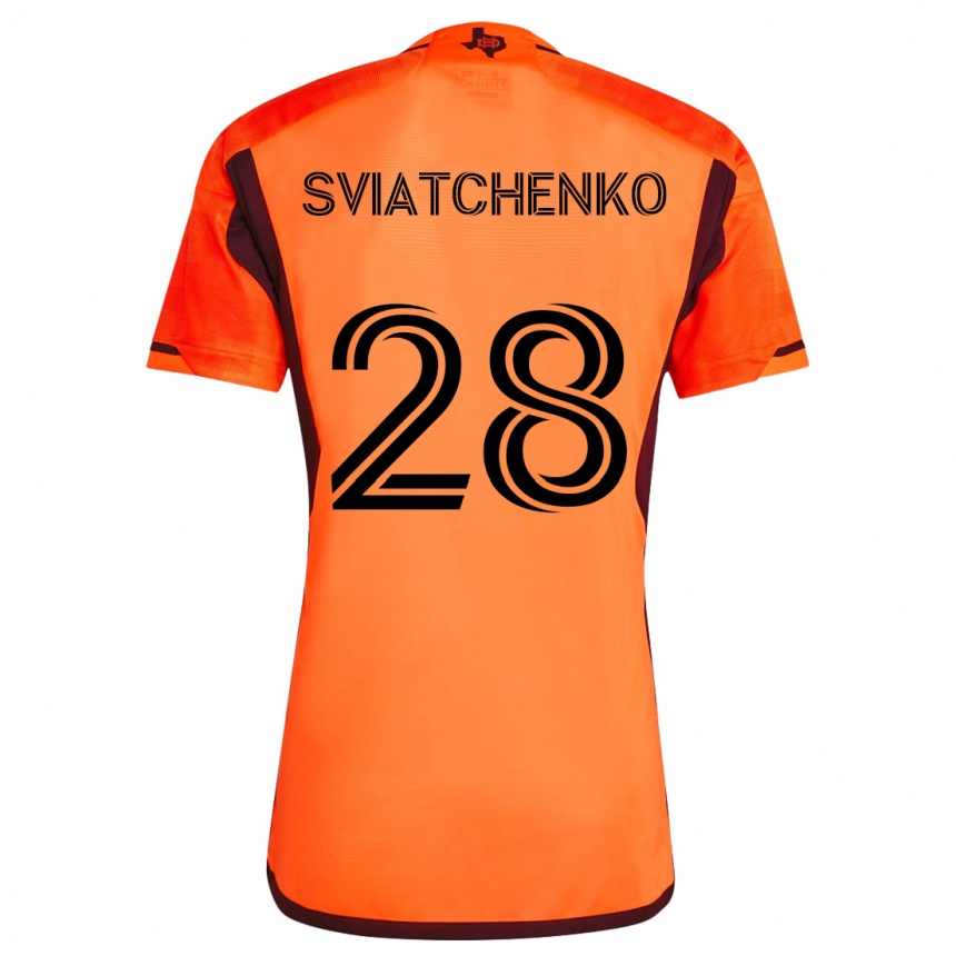 Niño Fútbol Camiseta Erik Sviatchenko #28 Naranja Negro 1ª Equipación 2024/25 Perú