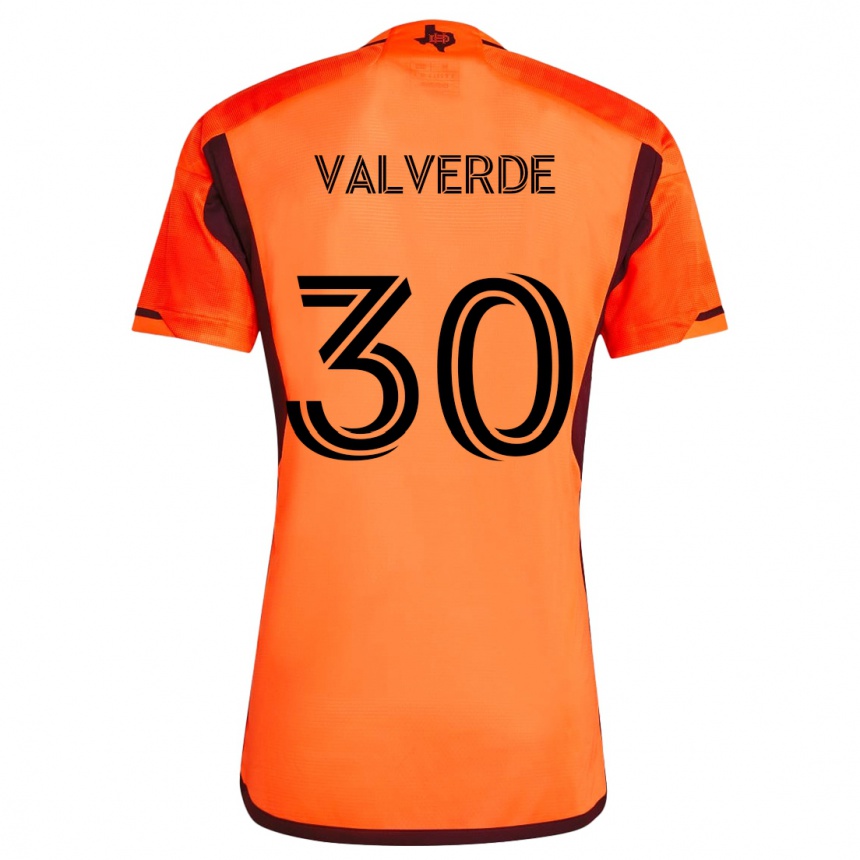 Niño Fútbol Camiseta Jefferson Valverde #30 Naranja Negro 1ª Equipación 2024/25 Perú