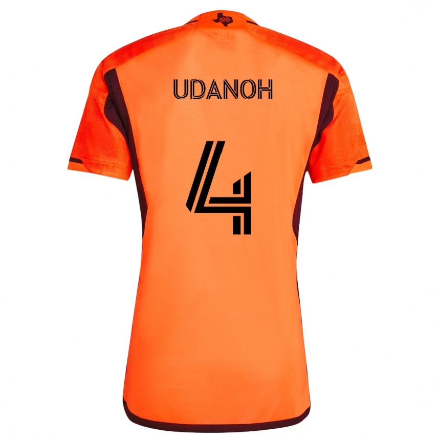 Niño Fútbol Camiseta Iffy Udanoh #4 Naranja Negro 1ª Equipación 2024/25 Perú