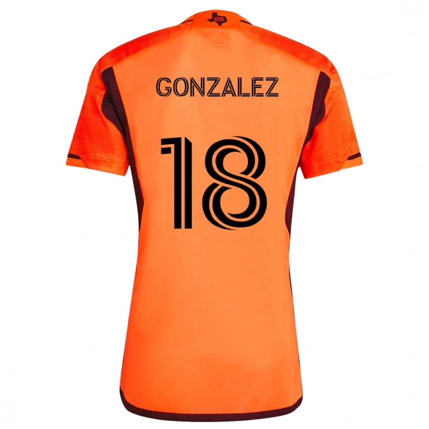 Niño Fútbol Camiseta Diego Gonzalez #18 Naranja Negro 1ª Equipación 2024/25 Perú