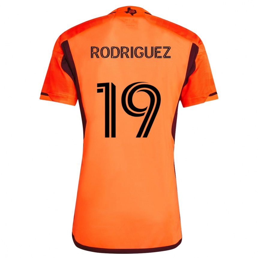 Niño Fútbol Camiseta Sebastian Rodriguez #19 Naranja Negro 1ª Equipación 2024/25 Perú