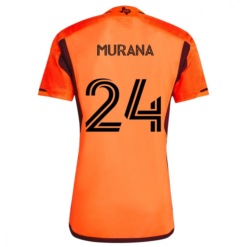 Niño Fútbol Camiseta Mujeeb Murana #24 Naranja Negro 1ª Equipación 2024/25 Perú