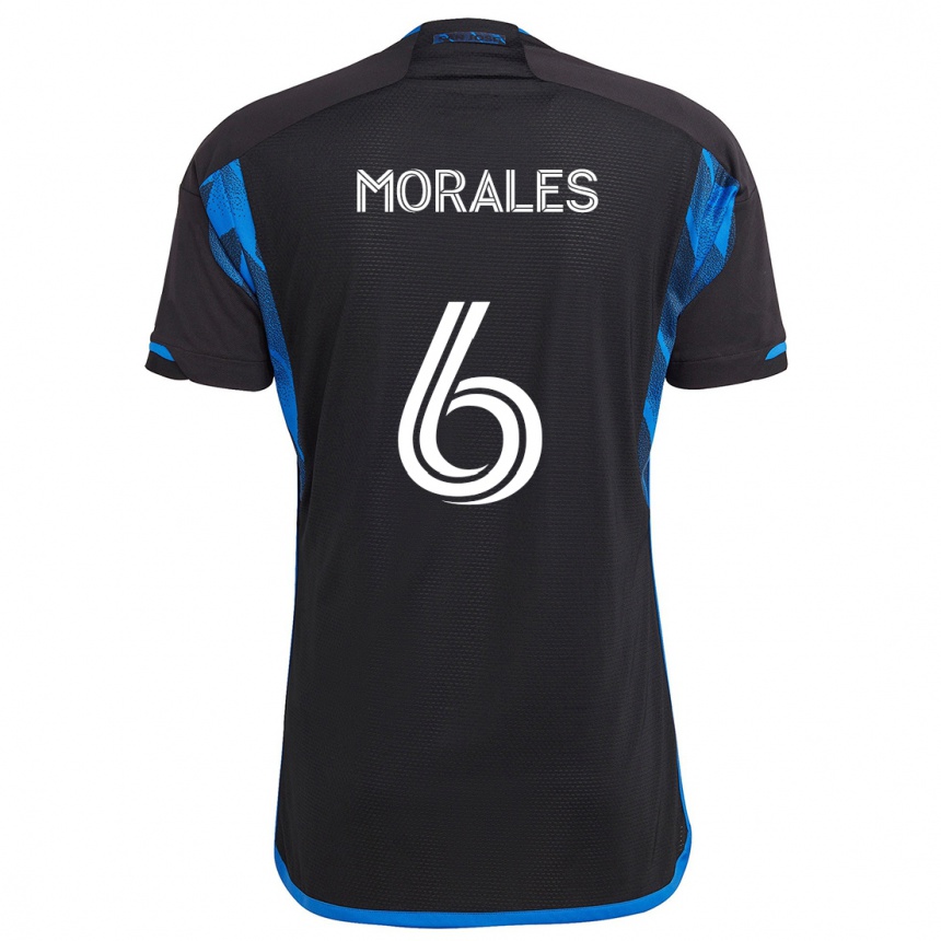 Niño Fútbol Camiseta Alfredo Morales #6 Azul Negro 1ª Equipación 2024/25 Perú