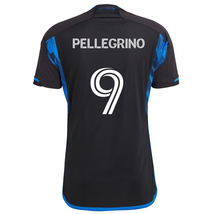 Niño Fútbol Camiseta Amahl Pellegrino #9 Azul Negro 1ª Equipación 2024/25 Perú