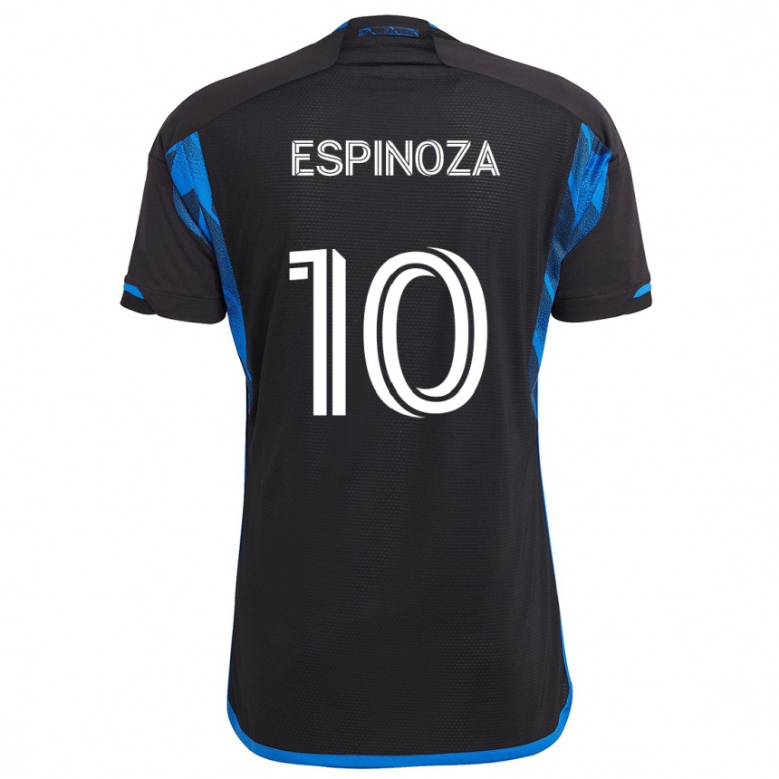 Niño Fútbol Camiseta Cristian Espinoza #10 Azul Negro 1ª Equipación 2024/25 Perú