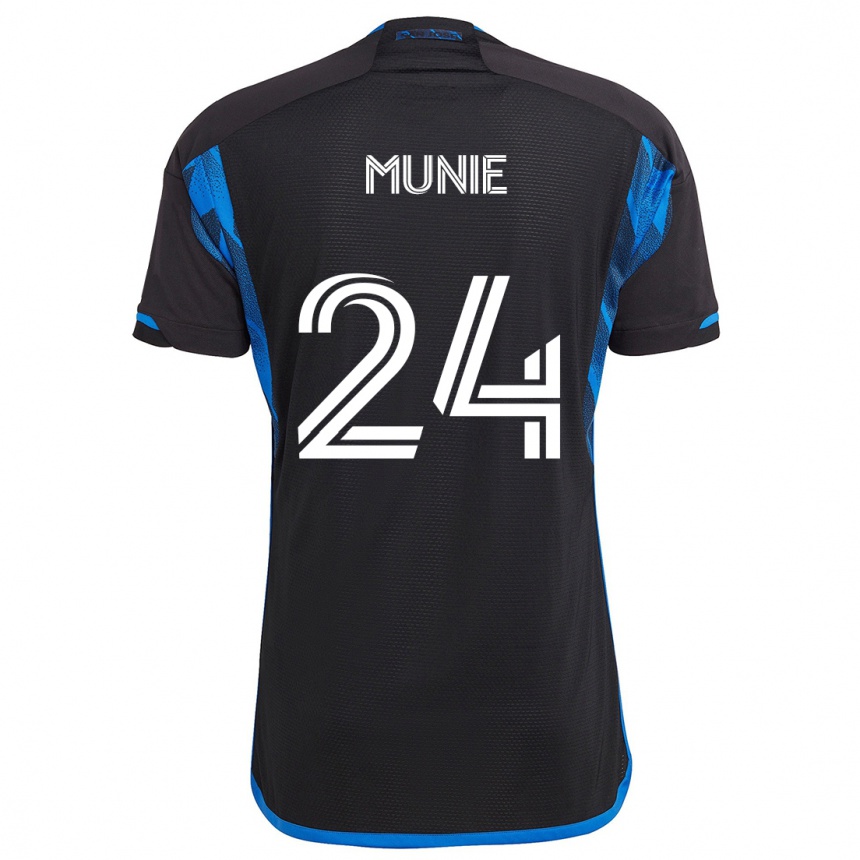 Niño Fútbol Camiseta Daniel Munie #24 Azul Negro 1ª Equipación 2024/25 Perú