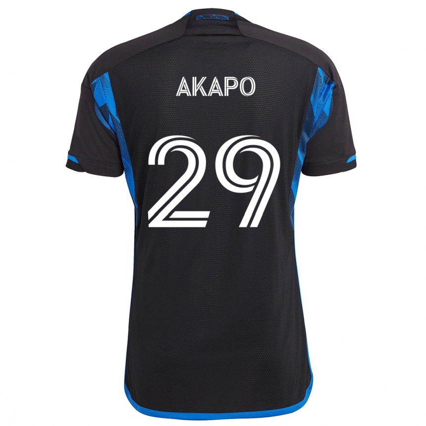 Niño Fútbol Camiseta Carlos Akapo #29 Azul Negro 1ª Equipación 2024/25 Perú