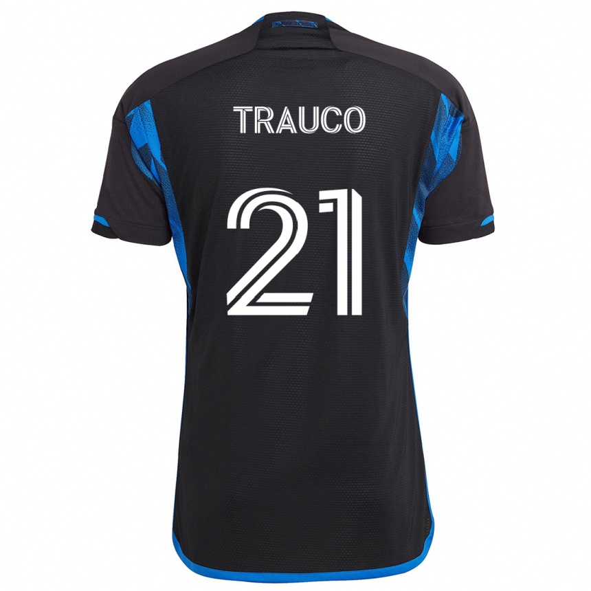 Niño Fútbol Camiseta Miguel Trauco #21 Azul Negro 1ª Equipación 2024/25 Perú