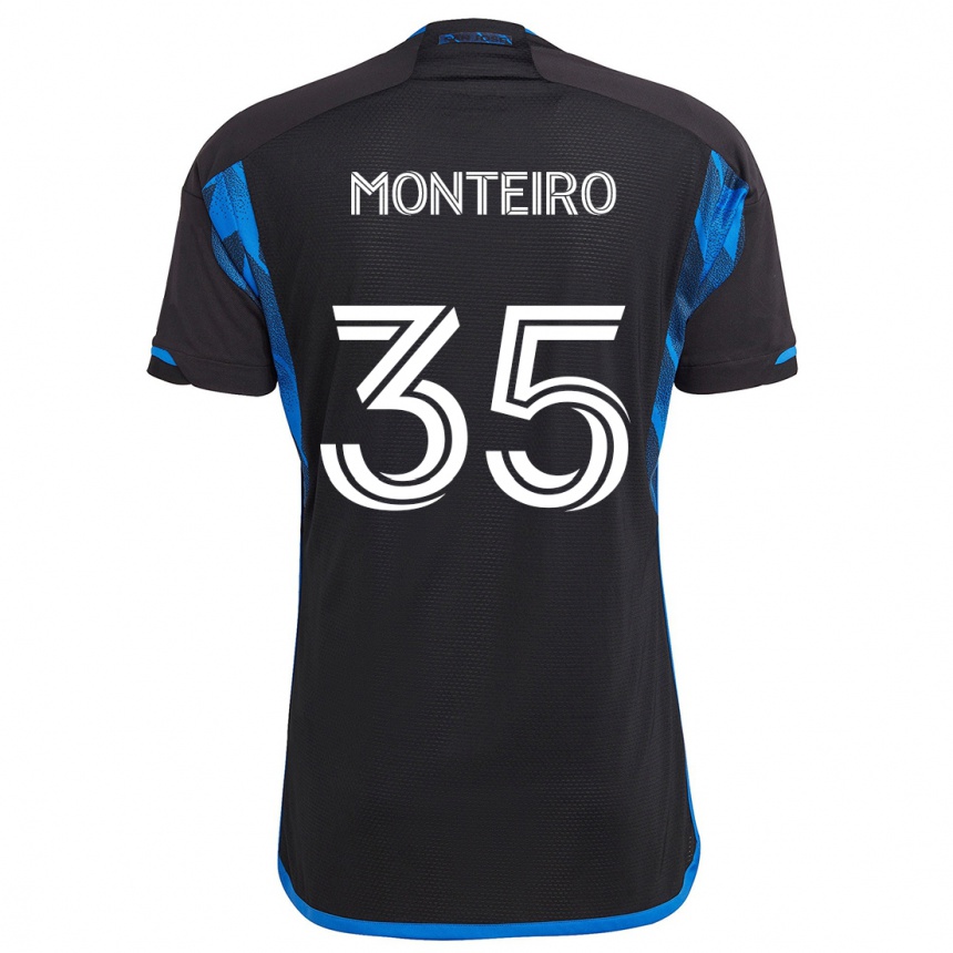 Niño Fútbol Camiseta Jamiro Monteiro #35 Azul Negro 1ª Equipación 2024/25 Perú