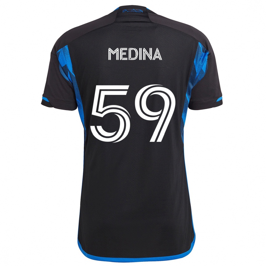 Niño Fútbol Camiseta Cruz Medina #59 Azul Negro 1ª Equipación 2024/25 Perú