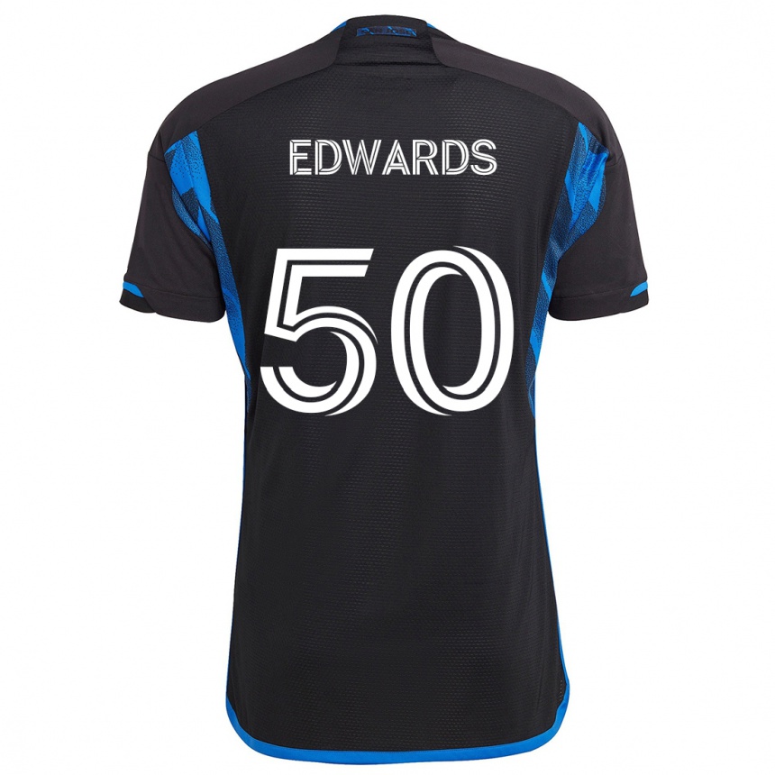 Niño Fútbol Camiseta Aaron Edwards #50 Azul Negro 1ª Equipación 2024/25 Perú