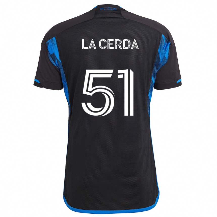 Niño Fútbol Camiseta Eric De La Cerda #51 Azul Negro 1ª Equipación 2024/25 Perú