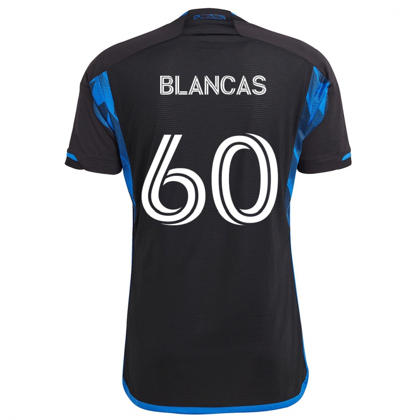 Niño Fútbol Camiseta Eduardo Blancas #60 Azul Negro 1ª Equipación 2024/25 Perú