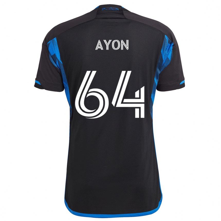 Niño Fútbol Camiseta Jerry Ayon #64 Azul Negro 1ª Equipación 2024/25 Perú