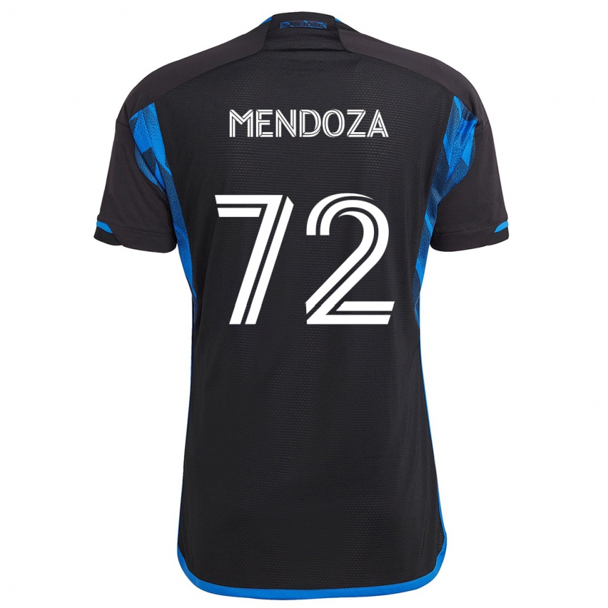 Niño Fútbol Camiseta Edwyn Mendoza #72 Azul Negro 1ª Equipación 2024/25 Perú