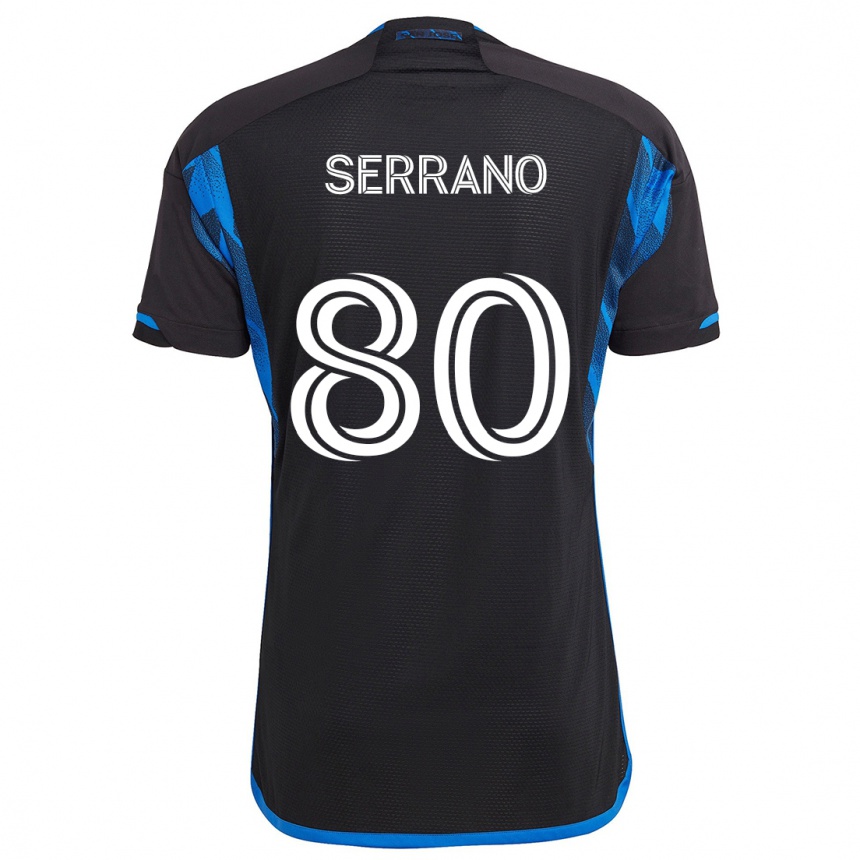 Niño Fútbol Camiseta David Serrano #80 Azul Negro 1ª Equipación 2024/25 Perú