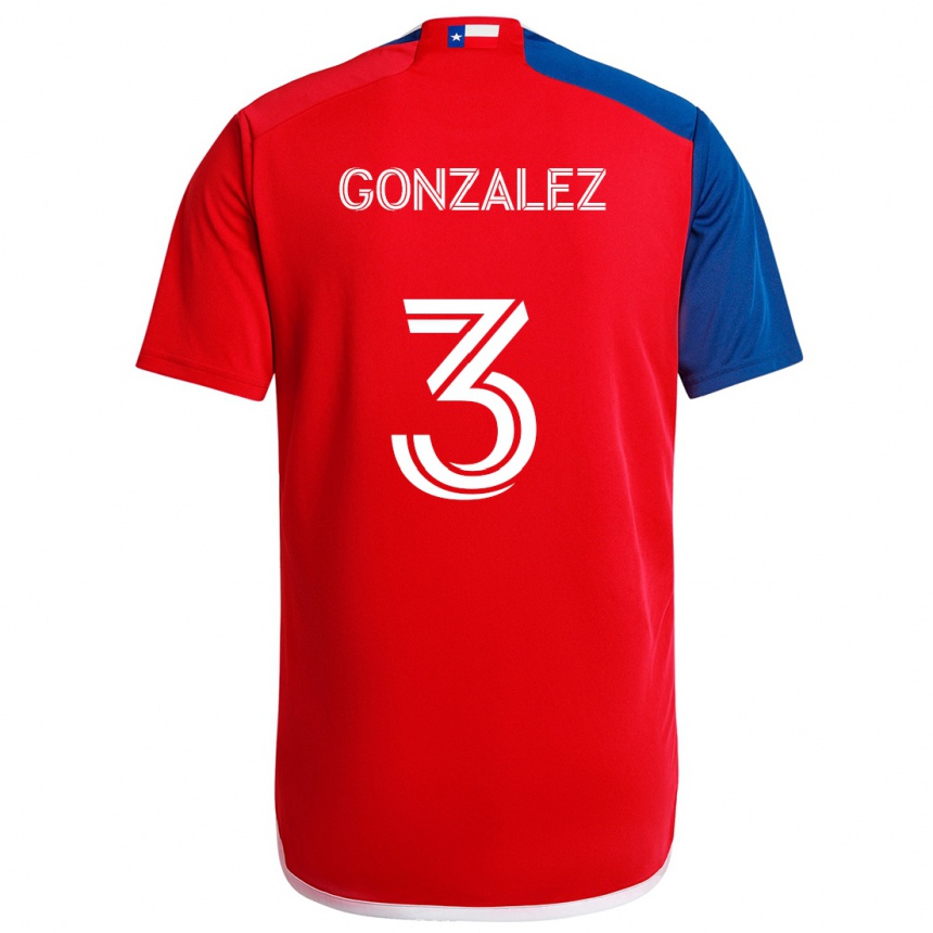 Niño Fútbol Camiseta Omar González #3 Azul Rojo 1ª Equipación 2024/25 Perú