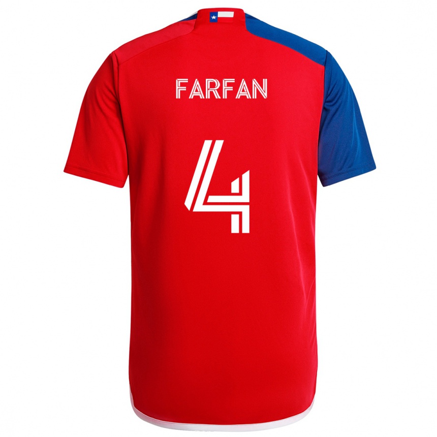 Niño Fútbol Camiseta Marco Farfán #4 Azul Rojo 1ª Equipación 2024/25 Perú