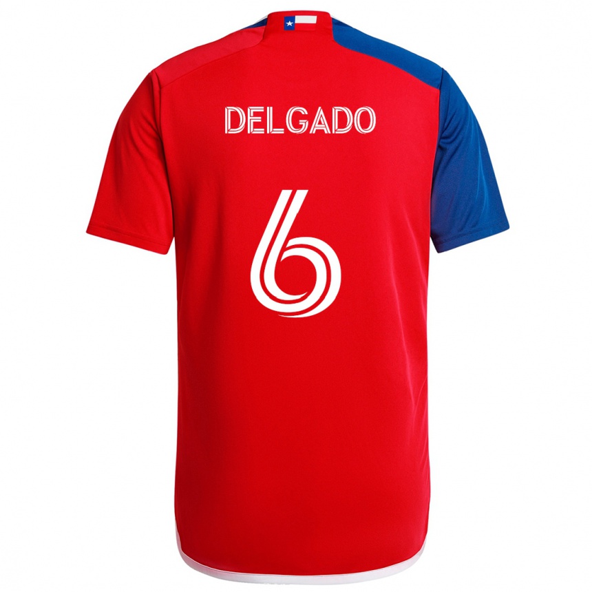 Niño Fútbol Camiseta Patrickson Delgado #6 Azul Rojo 1ª Equipación 2024/25 Perú